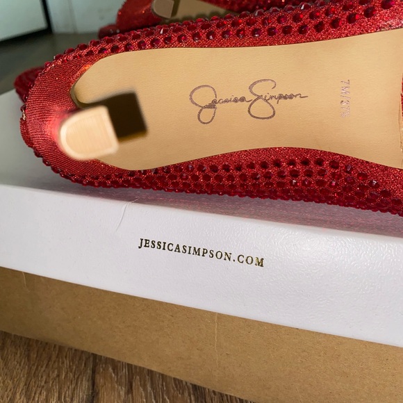 Jessica Simpson Intense Red Glitter Gabor Boots. - Picture 12 of 16